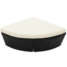 Load image into Gallery viewer, Outdoor rattan daybed sunbed with Retractable Canopy Wicker Furniture, Round Outdoor Sectional Sofa Set, black Wicker Furniture Clamshell Seating with Washable Cushions, Backyard, Porch, Beige.
