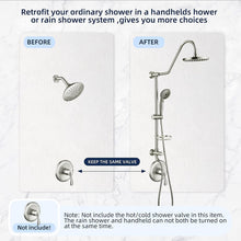 Load image into Gallery viewer, Shower System with Rain Showerhead, 5-Function Hand Shower, Adjustable Slide Bar and Soap Dish, Brushed Nickel Finish