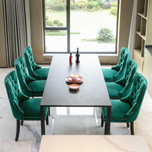 Load image into Gallery viewer, A&A Furniture,Nikki Collection Modern, High-end Tufted Solid Wood Contemporary Velvet Upholstered Dining Chair with Wood Legs Nailhead Trim, Set of 2,Green