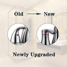 Load image into Gallery viewer, 2-Handle 4-Inch Brushed Nickel Bathroom Faucet, Bathroom Vanity Sink Faucets with Pop-up Drain and Supply Hoses