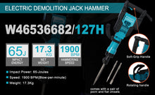 Load image into Gallery viewer, 1900 BPM Electric Demolition Jack Hammer 1-1/8 Inch SDS-Hex Heavy Duty Concrete Pavement Breaker Drills Kit