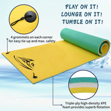 Load image into Gallery viewer, 18 x 6 FT Floating Water Mat Foam Pad Lake Floats Lily Pad, 3-Layer XPE Water Pad with Storage Straps for Adults Outdoor Water Activities