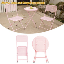 Load image into Gallery viewer, 3-Piece Patio Bistro Set, Metal Folding Outdoor Patio Furniture Sets, Stainless Steel Patio Conversation Set with Folding Patio Round Table and Chairs for Yard, Garden or Balcony