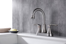 Load image into Gallery viewer, 2-Handle 4-Inch Brushed Nickel Bathroom Faucet, Bathroom Vanity Sink Faucets with Pop-up Drain and Supply Hoses
