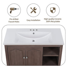 Load image into Gallery viewer, 36" Single Bathroom Vanity Top with White Basin, 3-Faucet Holes, Ceramic