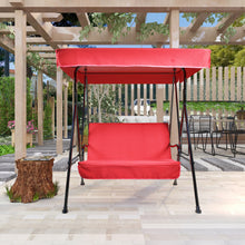 Load image into Gallery viewer, 2-Seat Outdoor Patio Porch Swing Chair, Porch Lawn Swing With Removable Cushion And Convertible Canopy, Red