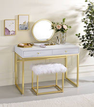 Load image into Gallery viewer, ACME Coleen Vanity Desk in White & Brass Finish AC00891
