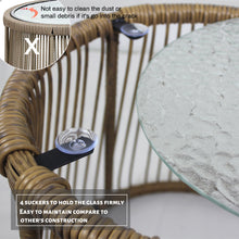 Load image into Gallery viewer, 3PCS Outdoor Patio Balcony L Shape Natural Color Wicker Sofa Set with Beige Cushion And Round Tempered Glass Table
