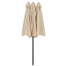 Load image into Gallery viewer, 15x9ft Large Double-Sided Rectangular Outdoor Twin Patio Market Umbrella w/Crank-tan