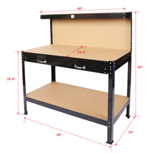 Load image into Gallery viewer, Steel Workbench Tool Storage Work Bench Workshop Tools Table W/Drawer and Peg Board 63"