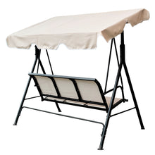 Load image into Gallery viewer, 3-Seater Outdoor Adjustable Canopy Porch Swing Chair for Patio, Garden, Poolside, Balcony w/Armrests, Textilene Fabric, Steel Frame