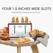 Load image into Gallery viewer, 4 Slice toaster, Best Rated Prime Retro Bagel Toaster with 6 Bread Shade Settings, 4 Extra Wide Slots, Defrost/Bagel/Cancel Function, Removable Crumb Tray, Stainless Steel Toaster(NO AMAZON sale)