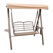 Load image into Gallery viewer, 2-Seat Outdoor Patio Porch Swing Chair, Adjustable Canopy Swing Glider with Weather Resistant Steel Frame, Adjustable Tilt Canopy,Removable Cushions and Pillow Included for Backyard,Beige