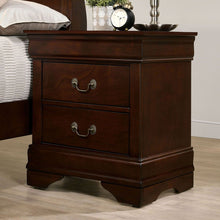 Load image into Gallery viewer, 1pc Nightstand Cherry Finish Louis Philippe Solid wood English Dovetail Construction Antique Nickle Hanging Pulls
