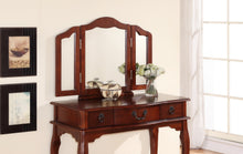 Load image into Gallery viewer, Bedroom Vanity Set w Foldable Mirror Stool Drawers Cherry Color Vintage Classic Furniture MDF Rubber wood