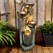 Load image into Gallery viewer, 4-Tier Pots Outdoor Floor Fountain Outdoor Water Fountain for Garden with LED