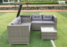 Load image into Gallery viewer, 4 Piece Patio Sectional Wicker Rattan Outdoor Furniture Sofa Set with Storage Box Grey