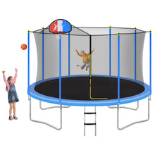 Load image into Gallery viewer, 14FT Trampoline for Kids with Safety Enclosure Net, Basketball Hoop and Ladder, Easy Assembly Round Outdoor Recreational Trampoline