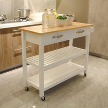 Load image into Gallery viewer, Kitchen Island & Kitchen Cart, Rubber Wood Top, Mobile Kitchen Island with Two Lockable Wheels, Simple Design for Easy Storing and Fetching, Two Drawers Give Unique Storage for Special Utensil.
