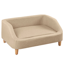 Load image into Gallery viewer, 32" Beige Pet Sofa, Dog Sofa, Cat sofa, Cat Bed, Pet Bed, Dog Bed, Cat Bed, rectangle sofa with movable cushion, with wood style foot