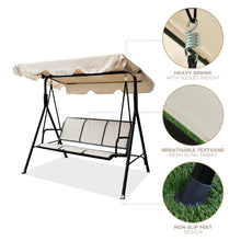 Load image into Gallery viewer, 3-Seater Outdoor Adjustable Canopy Porch Swing Chair for Patio, Garden, Poolside, Balcony w/Armrests, Textilene Fabric, Steel Frame