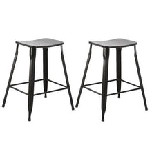 Load image into Gallery viewer, 24" inch Metal Vintage Stackable Black Slim Counter Bar Stool -2 barstools