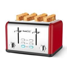 Load image into Gallery viewer, 4 Slice toaster, Best Rated Prime Retro Bagel Toaster with 6 Bread Shade Settings, 4 Extra Wide Slots, Defrost/Bagel/Cancel Function, Removable Crumb Tray, Stainless Steel Toaster(NO AMAZON sale)