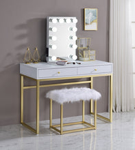 Load image into Gallery viewer, ACME Coleen Vanity Desk in White & Brass Finish AC00891