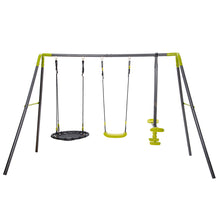 Load image into Gallery viewer, 3 in 1 Metal Swing Set for Backyard, Heavy Duty A-Frame, Height Adjustment