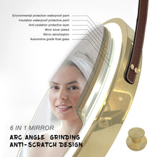 Load image into Gallery viewer, 32 Inch Golden Round Frame with Lamp Hanging Bathroom Mirror