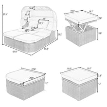 Load image into Gallery viewer, U_STYLE Outdoor Patio Furniture Set Daybed Sunbed with Retractable Canopy Conversation Set Wicker Furniture Sofa Set