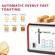 Load image into Gallery viewer, 4 Slice toaster, Best Rated Prime Retro Bagel Toaster with 6 Bread Shade Settings, 4 Extra Wide Slots, Defrost/Bagel/Cancel Function, Removable Crumb Tray, Stainless Steel Toaster(NO AMAZON sale)