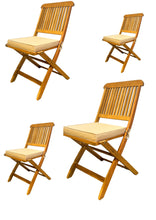 Load image into Gallery viewer, BTExpert 4 Patio Fully Assembled Outdoor Acacia Wood Solid Outdoor Wood Folding Chair, Teak Finish, Tan Cushions, Patio, Garden