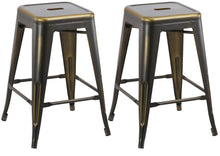 Load image into Gallery viewer, 24" inch Metal Vintage Copper Distressed Counter Bar Stool Modern Set of 2