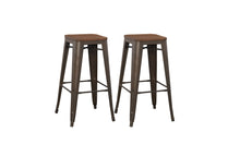 Load image into Gallery viewer, 30" Solid Steel Stacking Industrial Rustic Metal BarStool Wood Top (Set of 2)