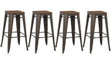 Load image into Gallery viewer, 30" Solid Steel Stacking Industrial Rustic Metal BarStool Wood Top (Set of 4)