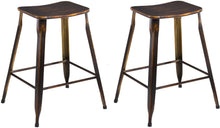 Load image into Gallery viewer, 24" Metal Stackable Antique Distressed Copper Slim Backless Counter Bar Stool -2