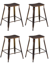 Load image into Gallery viewer, 24" Industrial Metal Antique Distressed Copper Slim Counter Bar Stool Set of 4