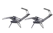 Load image into Gallery viewer, Outdoor Zero gravity Chair lounge patio Canopy Sunshade Cup tray Gray Set of Two case