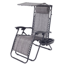 Load image into Gallery viewer, Outdoor Zero gravity Chair lounge patio Canopy Sunshade Cup tray Gray
