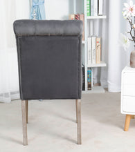 Load image into Gallery viewer, BTExpert GREY upholstery dining Chair velvet tufted Camran High Back Velvet Charcoal Tufted