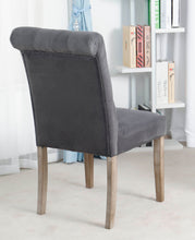 Load image into Gallery viewer, BTExpert GREY upholstery dining Chair velvet tufted Camran High Back Velvet Charcoal Tufted