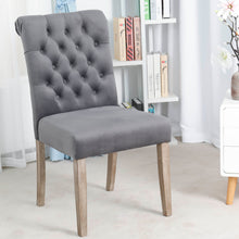 Load image into Gallery viewer, BTExpert GREY upholstery dining Chair velvet tufted Camran High Back Velvet Charcoal Tufted