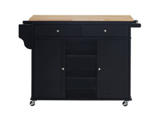 Load image into Gallery viewer, 1-Pc Grady Cottage Style Kitchen Island Storage Cart Natural Finish Top Black Color