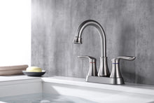 Load image into Gallery viewer, 2-Handle 4-Inch Brushed Nickel Bathroom Faucet, Bathroom Vanity Sink Faucets with Pop-up Drain and Supply Hoses