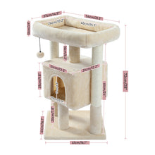 Load image into Gallery viewer, 28.4 Inches Small Cat Tree for Indoor Cats Polyester Plush Cat Tower with Beige Condos, Spacious Perch,Scratching Sisal Posts Plush-covered posts and Replaceable Dangling Balls Beige