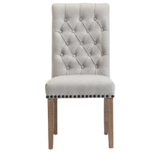 Load image into Gallery viewer, BTExpert High Back Tufted Parsons Upholstered Dining Room Chair Wood Accent Nail Trim Linen Gray