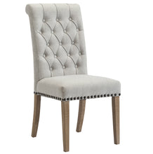 Load image into Gallery viewer, BTExpert High Back Tufted Parsons Upholstered Dining Room Chair Wood Accent Nail Trim Linen Gray
