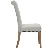 Load image into Gallery viewer, BTExpert High Back Tufted Parsons Upholstered Dining Room Chair Wood Accent Nail Trim Linen Gray