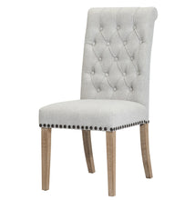 Load image into Gallery viewer, BTExpert High Back Tufted Parsons Upholstered Dining Room Chair Wood Accent Nail Trim Linen Gray